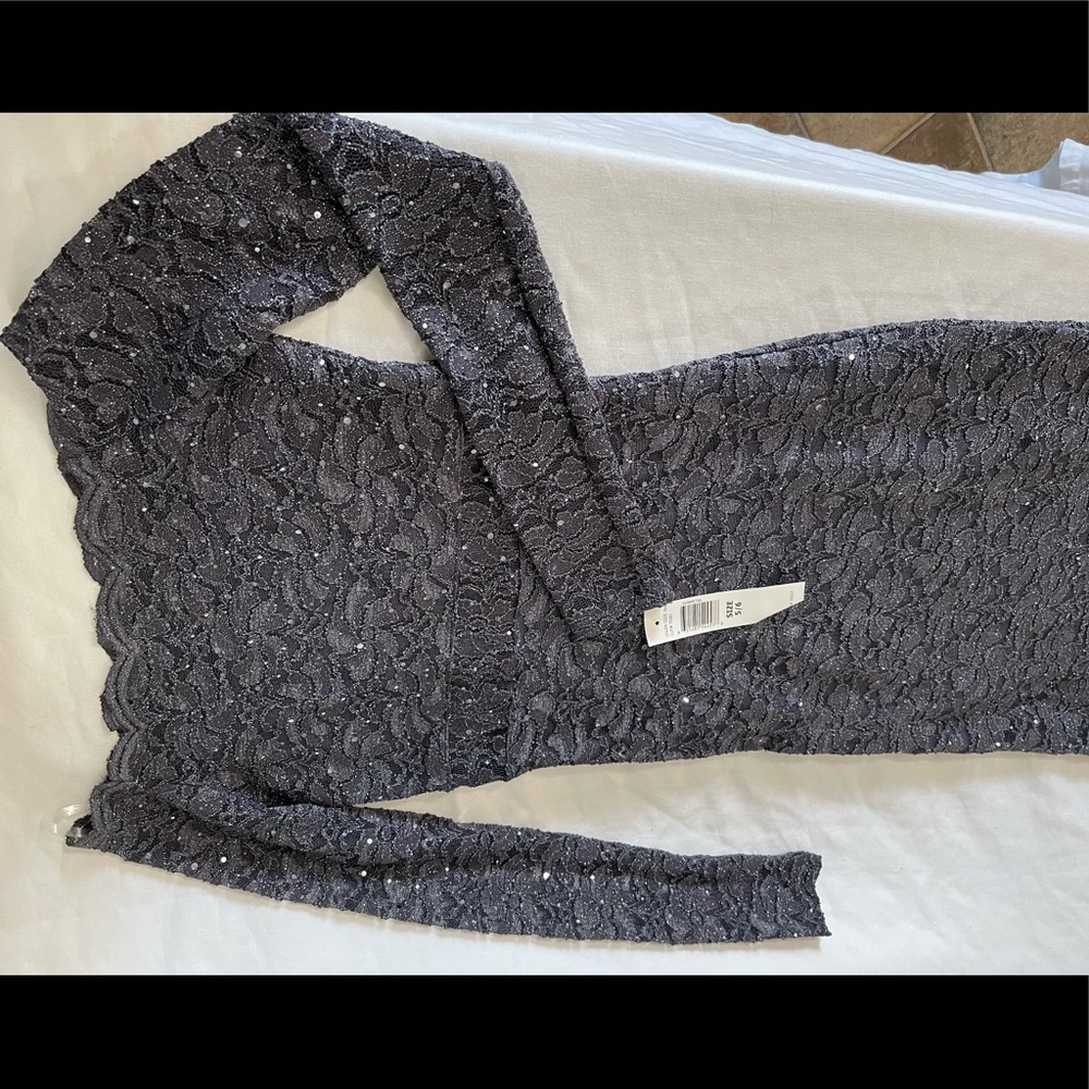 LONG GRAY LACED DRESS